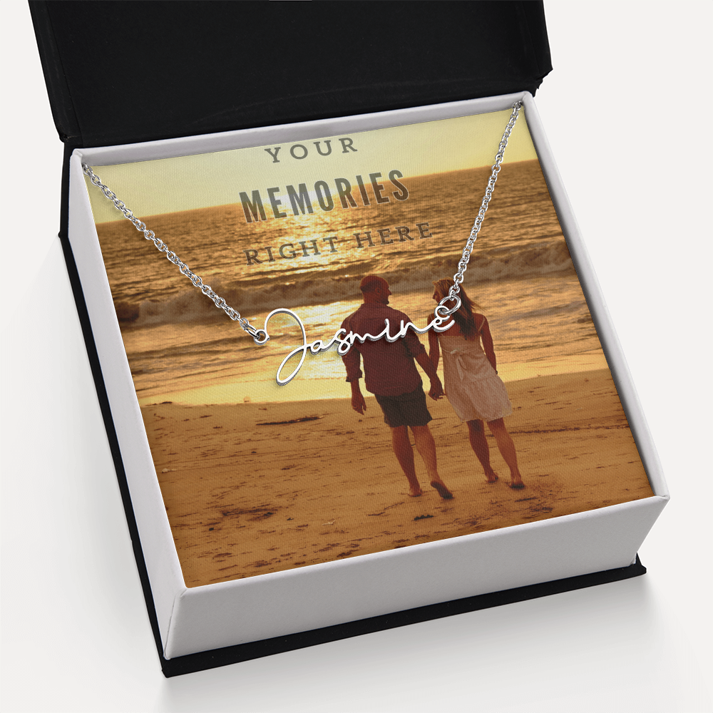 Personalized Signature Style Name Necklace with a Photo Touch