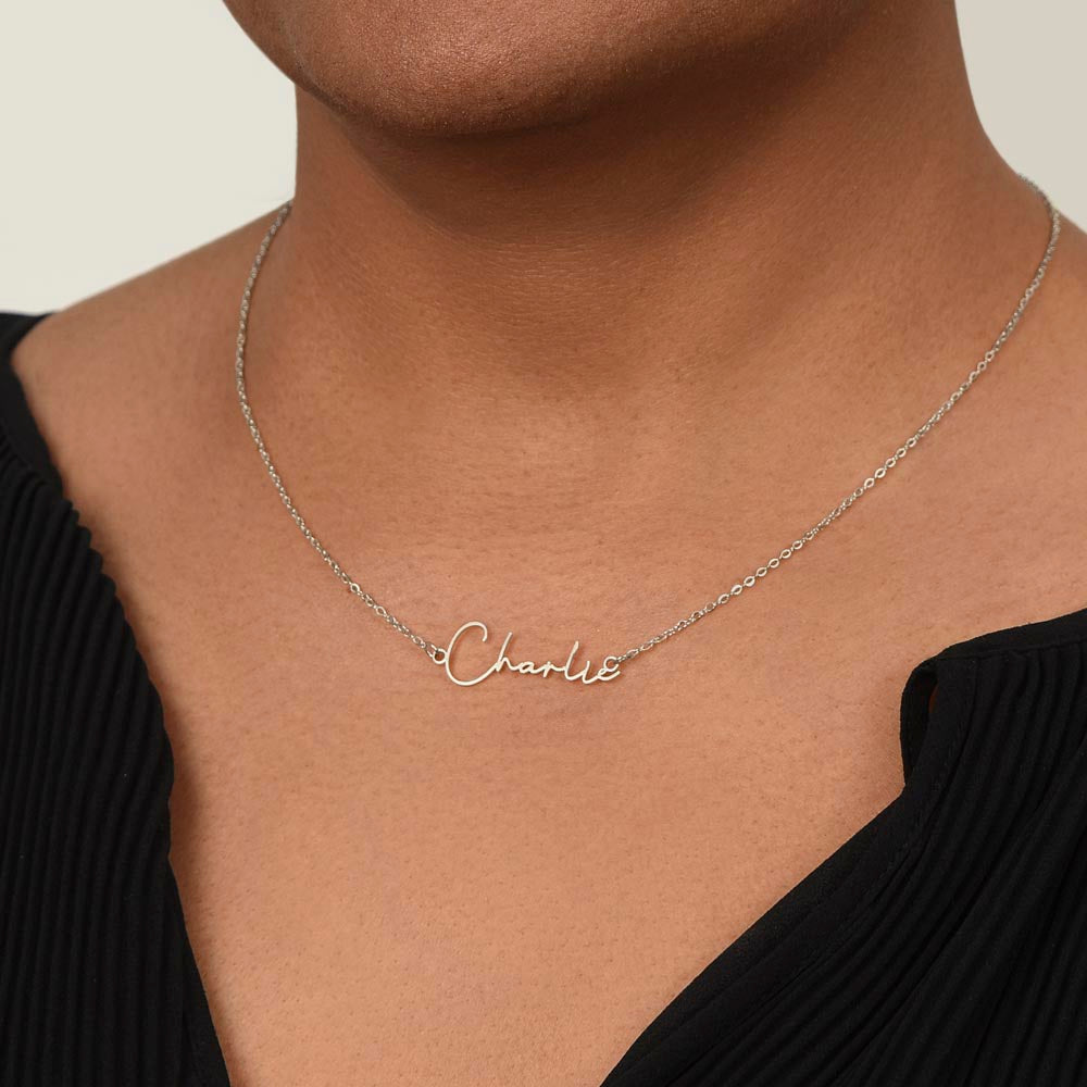 Personalized Signature Style Name Necklace with a Photo Touch