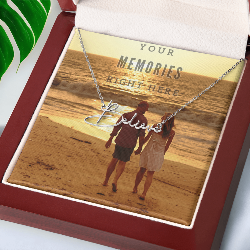 Personalized Signature Style Name Necklace with a Photo Touch